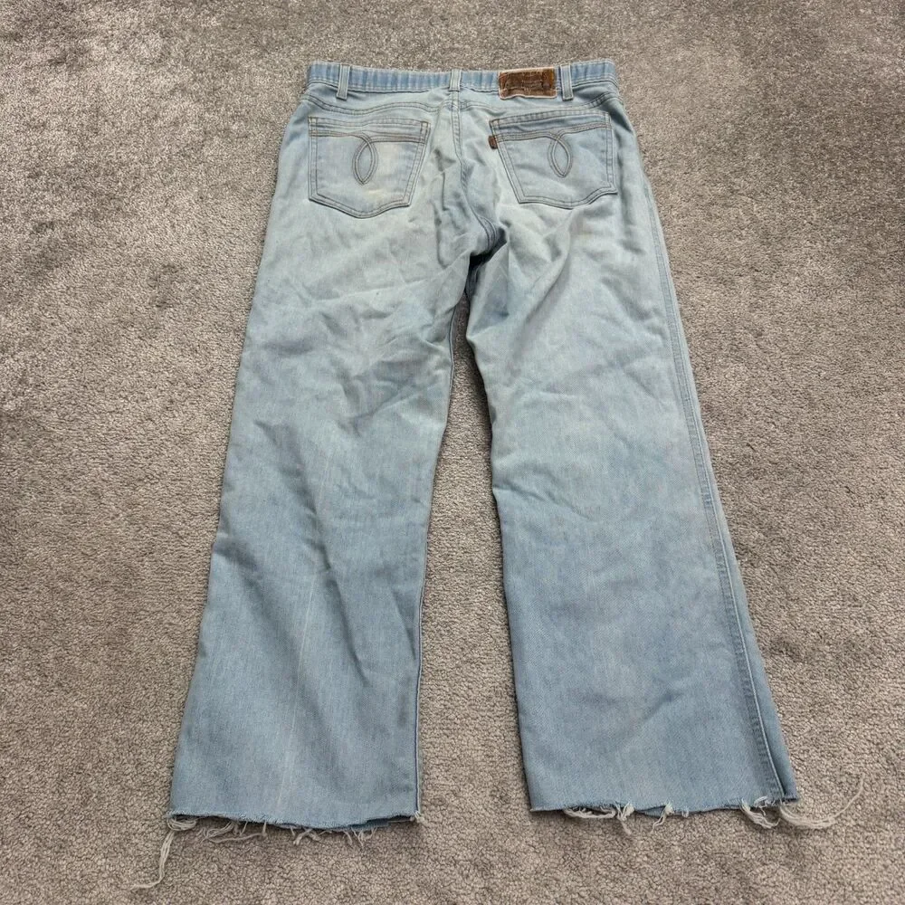 Levi's Vintage Y2K 2001 Light Wash Crop Denim Jeans Mens 34x30 Straight Leg